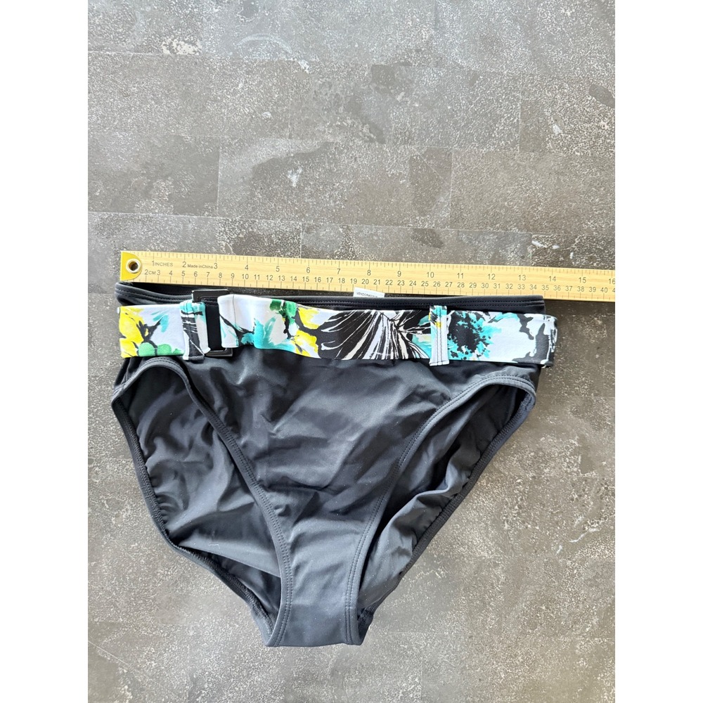 Newport News Swim Womens Floral Halter Bikini Set Belted High Waist Black 10 NEW - Picture 11 of 11